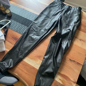 SPANX FAUX LEATHER JOGGERS-SIZE S